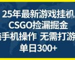 25年CSGO游戏搬砖，全自动挂G，不需要玩游戏，手机操作日入3张+【揭秘】