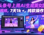 在头条号上用AI生成美女跳舞视频，7天1k+，纯软件操作