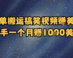 简单搬运搞笑视频挣美金，新手一个月入1k美金