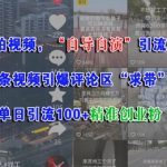 随手拍视频，自导自演引流创业粉， 一条视频引爆评论区“求带”流量，单日引流100+精准创业粉