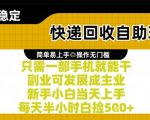 快递回收自助玩法，亲测只需一部手机就能干，新手小白当天上手，每天半小时白捡5张+【揭秘】