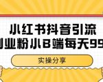 小红书抖音创业粉，小B端粉自热 日引99+的一个玩法【揭秘】