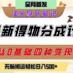 6月份最新得物创作者分成计划2.0玩法，0粉丝0基础四种模式变现，从隐蔽渠道无脑搬运，日入2张