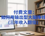 付费文章：如何用输出型大脑挣钱(三年收入翻倍)
