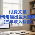 付费文章：如何用输出型大脑挣钱(三年收入翻倍)
