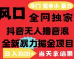 25年6月高爆抖音无人直播最新撸音浪掘金项目，解放双手小白可做，无脑日入1k+，门槛低【揭秘】