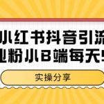 小红书抖音创业粉，小B端粉自热，日引99+的一个玩法【揭秘】