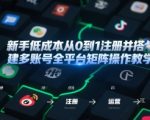 新手低成本从0到1注册并搭建多账号全平台矩阵操作教学，手机号-邮箱-IP-工具