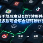 新手低成本从0到1注册并搭建多账号全平台矩阵操作教学，手机号-邮箱-IP-工具