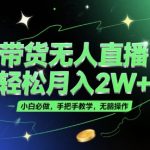 带货无人直播，轻松月入2W+，小白必做，手把手教学，无脑操作(附学习资料)