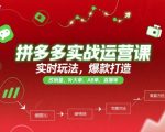 拼多多实战运营课，实时玩法，爆款打造，改销量，补大单，AB单，直播等（更新2025月）