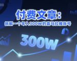 付费文章：拆解一个年入300W的喜马拉雅账号