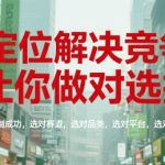 定位解决竞争，让你做对选择，复制成功，选对赛道，选对品类，选对平台，选对人
