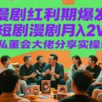 漫剧红利期爆发，短剧漫剧月入2W私董会大佬分享实操课