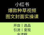 小红书爆款种草视频图文封面实操课，开店、选品、引流、变现全流程