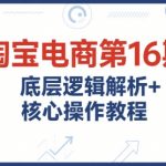 淘宝电商第16期，底层逻辑解析+核心操作教程，运营、推广提升能力的必学课程+配套资料