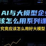 AI与大模型企业应该怎么用系列课程，究竟应该怎么用好大模型