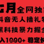 7月最新风口抖音无人直播纯暴力撸音浪，不出镜不说话，黑科技全自动运行，长期稳定，日入1k【揭秘】