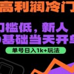 闲鱼高利润冷门赛道：门槛低，新人0基础当天开单，单号日入1k+玩法【揭秘】
