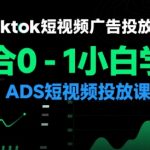 Tiktok短视频广告投放，适合0-1小白学习ADS短视频投放课