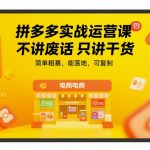 拼多多实战运营课，不讲废话只讲干货，简单粗暴，能落地，可复制