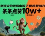 最新爆火的峨眉山猴子短视频制作教程，条条点赞10w+，谁做谁火【教程+提示词】