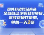 国外虾皮网站商品全自动浏览挂G项目，高收益操作简单，单机一天2张【揭秘】
