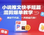小说推文快手短篇混剪爆单教学，用这个方法，一天收益几张