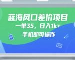 蓝海风口差价项目，一单35，日入1k+，手机即可操作【揭秘】
