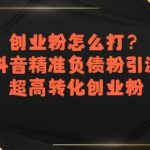 创业粉怎么打？抖音精准负债粉引流，超高转化创业粉