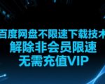 百度网盘不限速下载技术，解除非会员限速，无需充值VIP