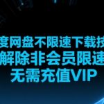 百度网盘不限速下载技术，解除非会员限速，无需充值VIP