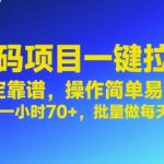 首码项目一键拉新，稳定靠谱，操作简单易上手，单号一小时70+，批量做每天多张【揭秘】