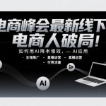 电商峰会最新线下课，电商人破局，如何用AI降本增效，AI应用-全域推广-直播运营-付费流量