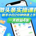 微头条实操课程，新手小白2分钟快速上手，一天收益4张