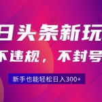 2025今日头条原创玩法5.0，不违规不封号，零门槛新手跟着做也能日入3张+