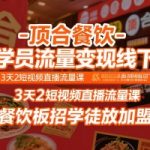 顶合餐饮-收学员流量变现线下课，3天2短视频直播流量课，餐饮板招学徒放加盟