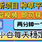 全新项目 种草平台 只需要转发任务视频 即可获得收益 新手小白每天稳定3张+【揭秘】