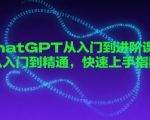 chatGPT从入门到进阶课程，从入门到精通，快速上手指南
