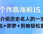 22个作品涨粉15.8W ，介绍历史名人的一生 ， 豆包+即梦+剪映轻松复制