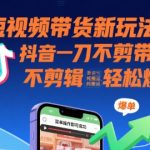 短视频带货新玩法：抖音一刀不剪带货，不剪辑，纯搬运，新手也能轻松爆单!