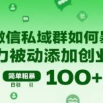 微信私域群如何暴力被动添加创业粉，简单粗暴，日引100+