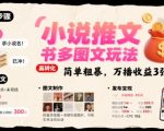 小说推文小红书多图文玩法，简单粗暴，万播收益3张