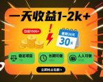 一天收益1-2k+ 稳定项目，暑期暴力蓝海项目，长期稳定，人人可做【揭秘】