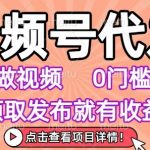 视频号代发，不用剪辑不用做视频，0门槛要求，领取发布就有收益，任务没有无上限，小白轻松上手【揭秘】
