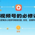 视频号的必修课，视频号的底层逻辑及核心视频号精准流量，变现，直播等核心