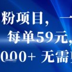 抖音男粉项目，一部手机搞定，每单59米，当天变现1k+  无需剪辑