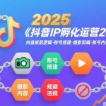 抖音IP孵化运营2025年，抖音底层逻辑-账号搭建-摄影剪辑-账号内容-规避违规