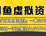咸鱼虚拟资料变现，冷门信息差项目，一单20米，小白一天也能日入5张+
