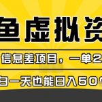 咸鱼虚拟资料变现，冷门信息差项目，一单20米，小白一天也能日入5张+